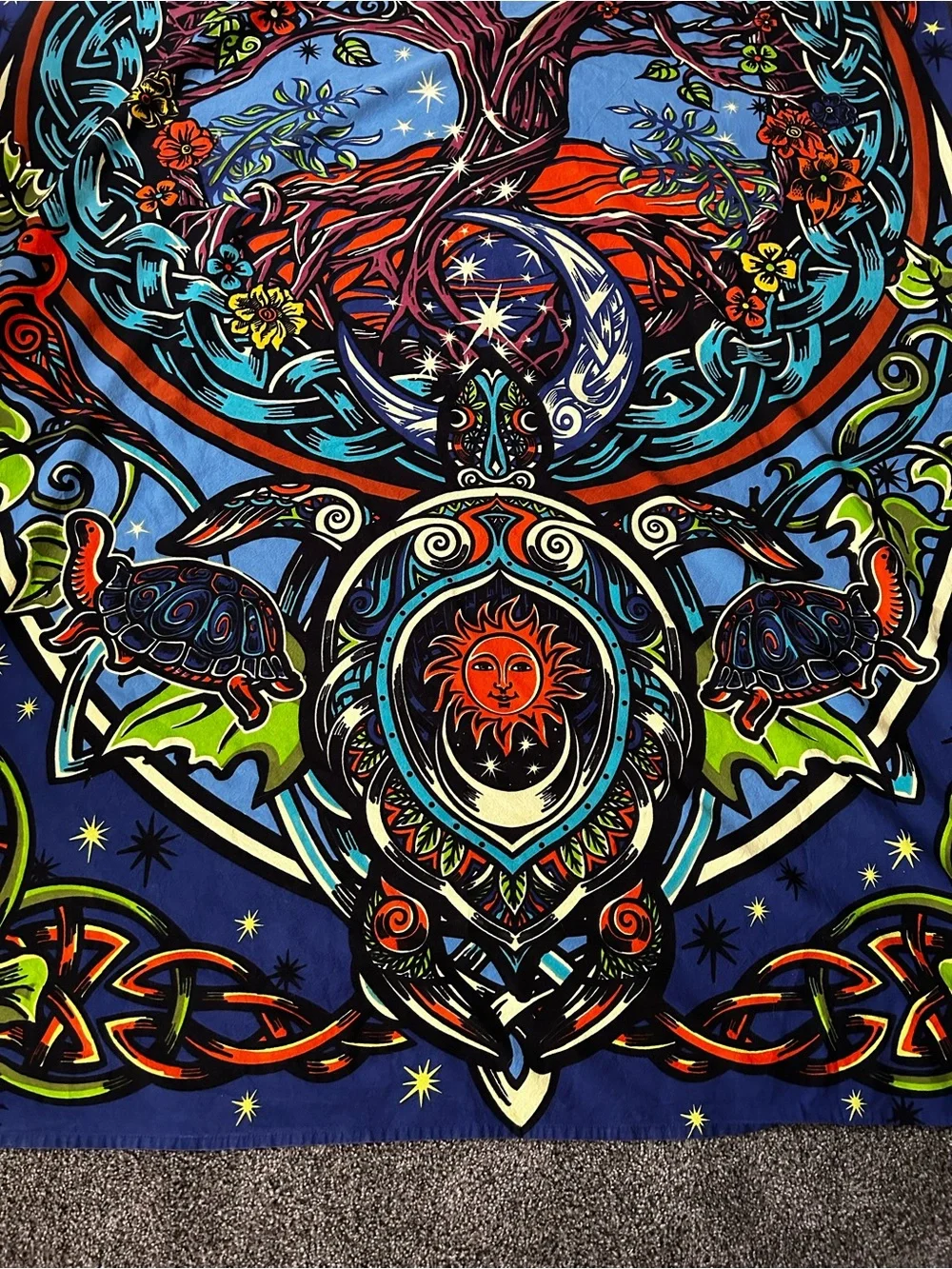 Blue Multicolor Tree of Life Wall Tapestry - Vibrant Bohemian Home Decor